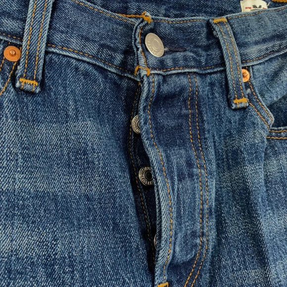 Levi's x White Oak Cone Denim Jeans Womens 29x27 Blue Raw Hem Skinny High Rise - Picture 7 of 12